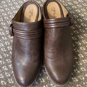 Euro Soft Women's Brown Mules Clogs Size 8 1/2